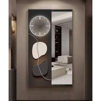 80*150 Cm Gorgeous Mirrior Art Painting Black And White With Clock